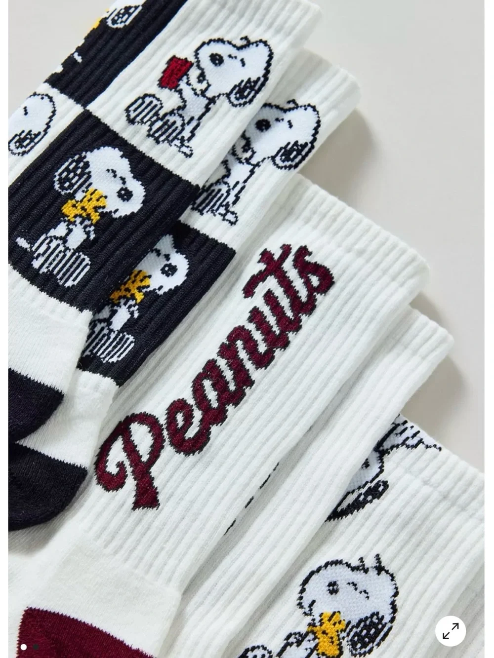 Peanuts Snoopy socks Snoopy and Woodstock graphics Varsity Crew Socks 3-Pack NWT